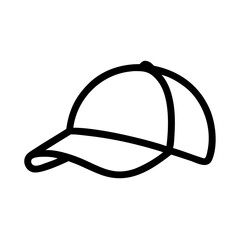 Baseball cap icon in minimal black line style