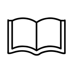 Open book icon in black outline style