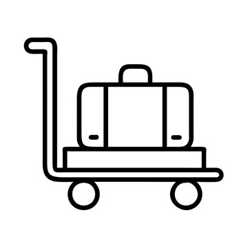 recommend clip art: Illustration of luggage cart baggage trolley travel airport hotel transportation vector icon line art