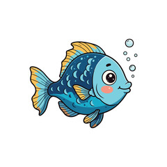 Cute Fish Swimming Cartoon Vector Icon Illustration Animal Nature Icon Isolated Flat vector