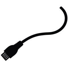 Isolated Black Vector cat5 cable on white background 