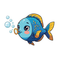 Cute Fish Swimming Cartoon Vector Icon Illustration Animal Nature Icon Isolated Flat vector