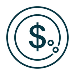 Obraz premium Dollar Coin Currency Icon Isolated On White Background Vector Illustration