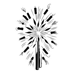 Obraz premium Botanical Silhouette of Reed Mace Pattern Design