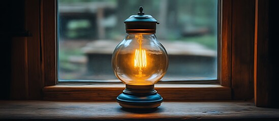 Lit Lamp with Window View