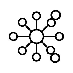 Network connection node diagram with central hub and connected circles networking illustration design