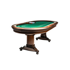 Luxurious Oval Poker Table with Green Felt and Wooden Pedestal Base