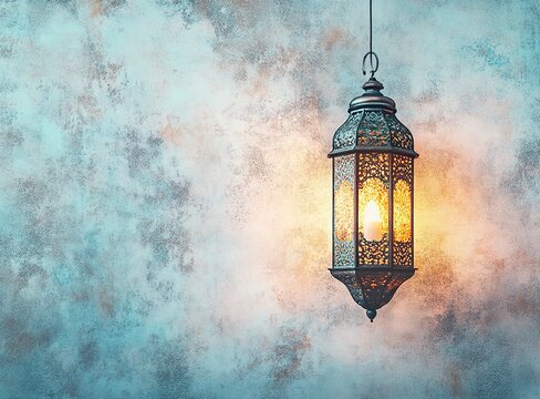 Ramadan lantern on a white background with copy space, Ramadan concept, stock photo contest winner, isolated on a pastel background, solid and structured, rustic-core, iconic album covers, isolated fi
