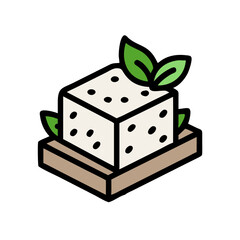 Tofu Block with Herbs Garnish Icon Design