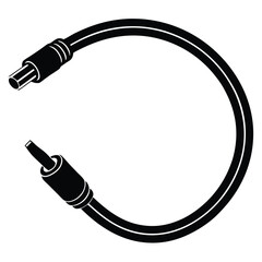 Isolated Black Vector coaxial cable on white background 