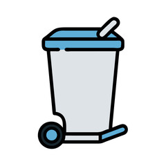 Trash Can with Pedal Lid Mechanism Icon Design