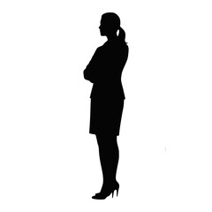 Silhouette of Confident Businesswoman Standing with Arms Crossed