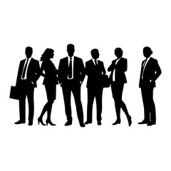 Silhouette of Business Team Standing Together in Corporate Formation