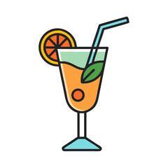 Tropical Cocktail in Decorative Glass Icon Design