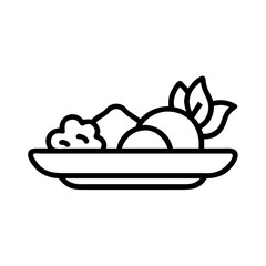 Vegetable and Rice Platter Meal Icon Design
