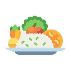 Fototapeta premium Vegetable and Rice Platter Meal Icon Design