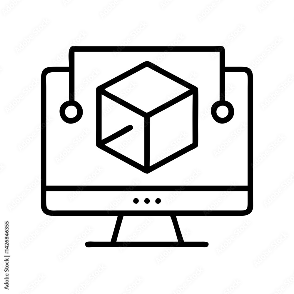 Poster 3d modeling software computer graphics design cube rendering digital art visualization tool vector