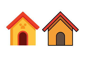 A set of dog house colorful vector art illustration