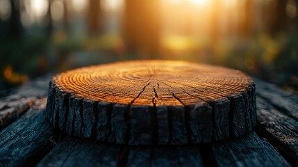 Rustic wooden stump display