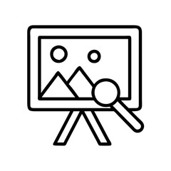 Art analysis painting easel magnifier lens artistic study artwork examination illustration