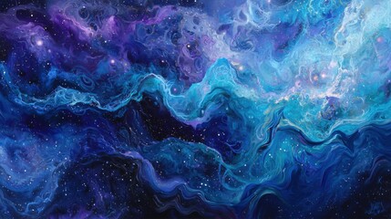 Fototapeta premium Abstract Cosmic Swirl in Vibrant Colors with Stars and Nebulae