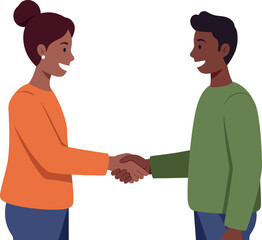 Fototapeta premium Two people shaking hands in friendly gesture vector illustration 