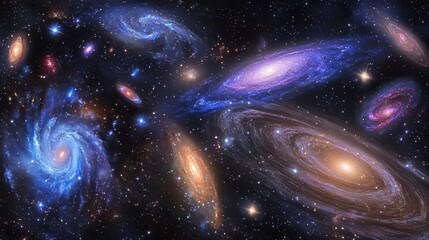 Vast Expanse of Colorful Galaxies in Deep Space Displaying Beauty