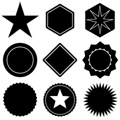Collection of Navy Blue Vector Badge Shapes