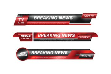 Set of bundles different style breaking news lower third element graphic