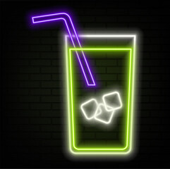 drink and alcohol line icons. neon drink.