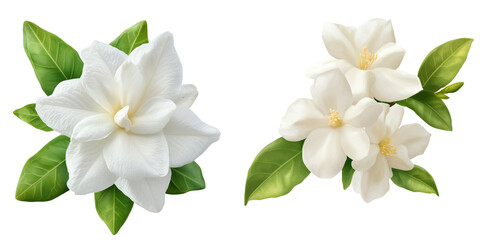 Obraz premium \Set of a, White jasmine flower, isolated on a transparent background.