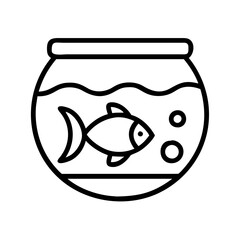 Illustration of fish bowl aquarium with fish pet aquatic animal bubbles outline drawing vector art