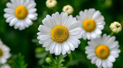 Obraz premium Closeup Of White Daisies With Yellow Centers