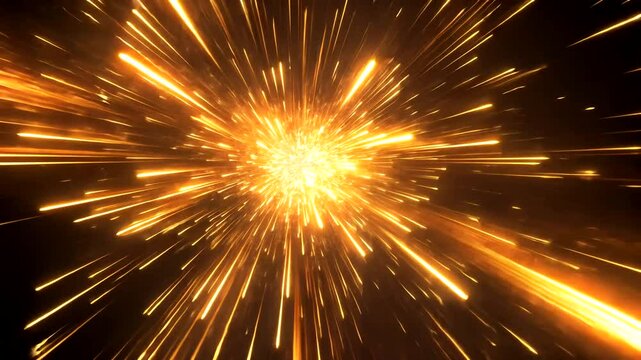 Bright explosion of golden sparks radiating outward
