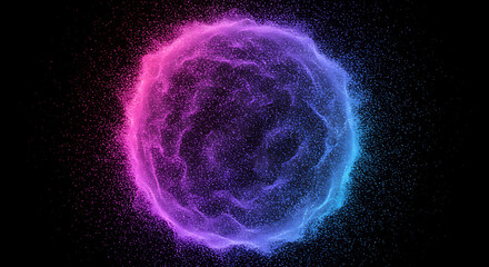 Obraz premium Abstract Purple Blue Particle Sphere Nebula Cosmic Dust Energy Glow