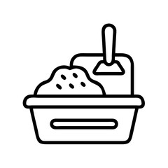 Outline cat litter box with scoop pet care feline hygiene sand container domestic animal waste cleaning