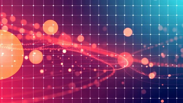 Abstract Digital Network Background in Red and Blue with Glowing Lines and Bokeh Effect - Powered by Adobe