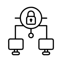 Network security system with padlock for data protection and computer network security concept vector
