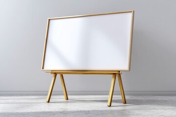 Blank Canvas on Golden Easel: Minimalist Modern Art Display