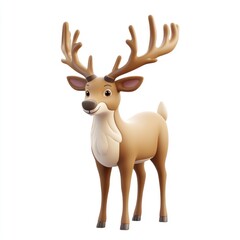 Obraz premium ELK animal 3d rendering isolated on white background. Cartoon plastic style icon 