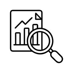 Analyzing report data with magnifying glass for business intelligence and market research insight
