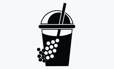Bubble tea silhouette, Bubble Tea black silhouette,Bubble tea drink vector 