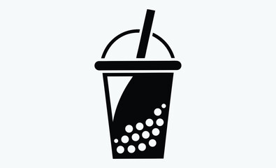 Bubble tea silhouette, Bubble Tea black silhouette,Bubble tea drink vector 