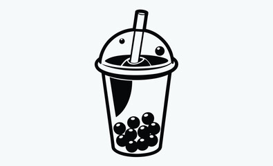 Bubble tea silhouette, Bubble Tea black silhouette,Bubble tea drink vector 