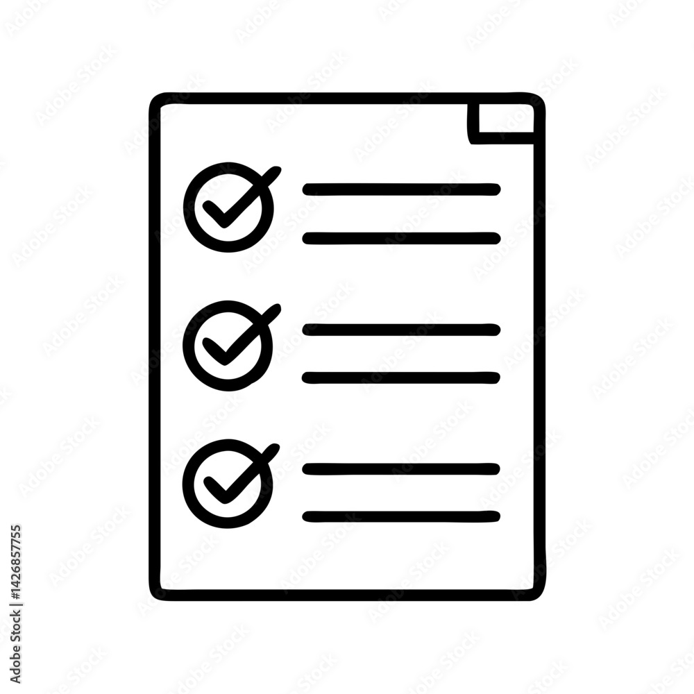 Poster checklist task management list check mark document paper planning form survey icon symbol vector