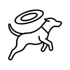 Outline dog pet animal vector graphic illustration canine playful frisbee design silhouette drawing art