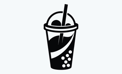 Bubble tea silhouette, Bubble Tea black silhouette,Bubble tea drink vector 