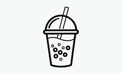 Bubble tea silhouette, Bubble Tea black silhouette,Bubble tea drink vector 