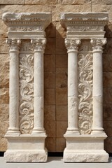 Pair of majestic Corinthian columns framing a doorway - majestic architectural historic ancient architecture