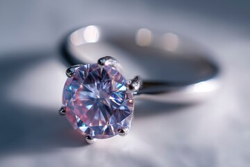 Silver Ring with Lavendar Diamond: A Close-Up, Sparkling Image
